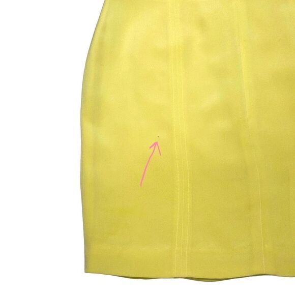 Vintage 100% Silk YL by Yair Yellow Mini Dress Short Sleeve Dress Vneck Zip Up - Picture 8 of 9